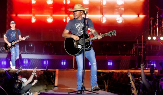 Country music's Jason Aldean performs onstage at Country Thunder Wisconsin July 22 in Twin Lakes, Wisconsin.