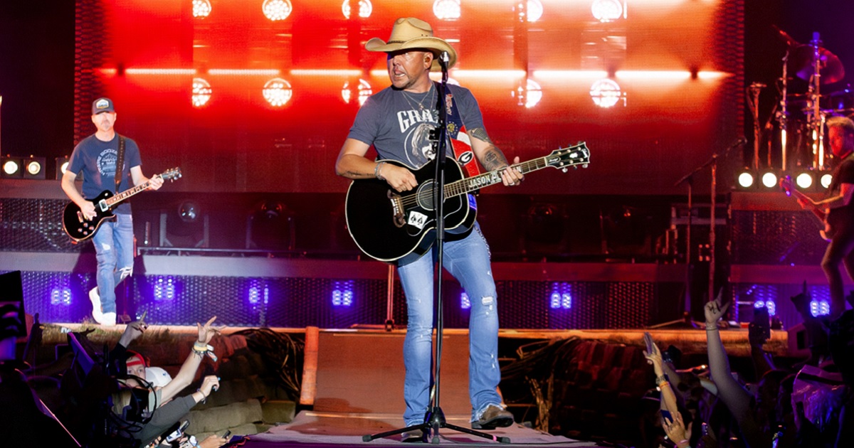 Country music's Jason Aldean performs onstage at Country Thunder Wisconsin July 22 in Twin Lakes, Wisconsin.