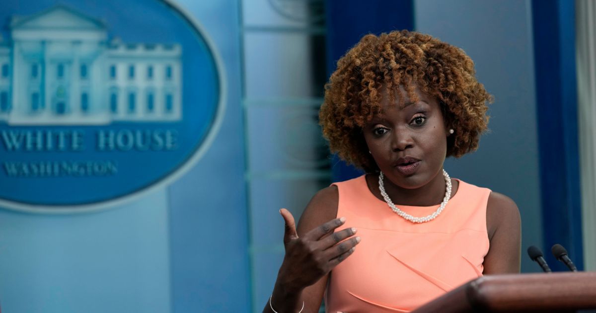 White House press secretary Karine Jean-Pierre speaks during the July 25 daily briefing at the White House in Washington.