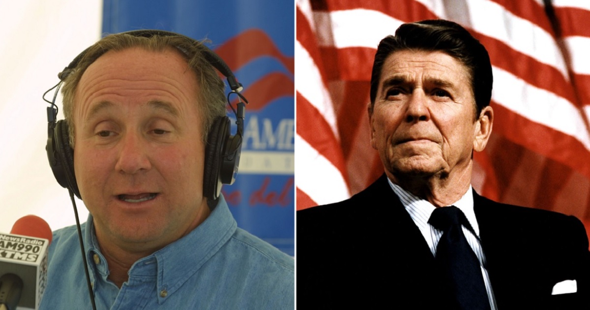 Michael Reagan, left, son of the late President Ronald Reagan, right.