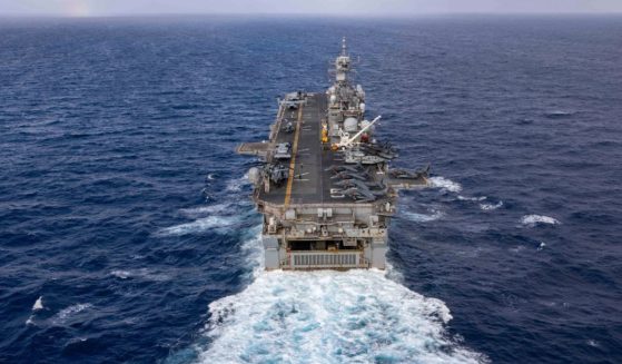 In this photo from the U.S. Navy, the Wasp-class amphibious assault ship USS Bataan travels through the Atlantic Ocean on July 20.