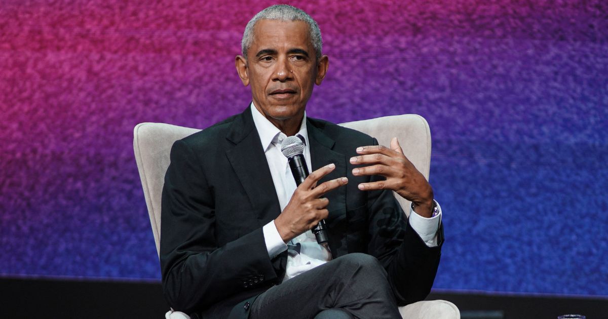 Former President Barack Obama participates in a conversation with Andreas Drakopoulos as part of the SNF Nostos Conference 2023, in Athens, Greece, on June 22.