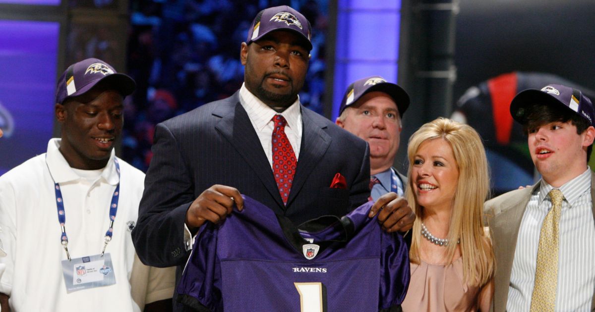 Michael Oher was selected as the No. 26th overall pick by the Baltimore Ravens during the first round of the NFL Draft at Radio City Music Hall, on April 25, 2009, in New York.