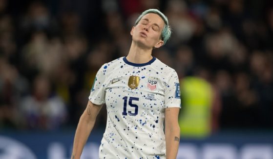 Controversial soccer player Megan Rapinoe reacts with dejection after missing her shot during the tie-breaking shoot out of U.S. Women's National Team versus Sweden on Sunday in Melbourne, Australia.