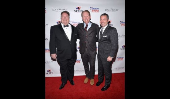 Retired Navy SEAL and Valor Award honoree Robert J. O'Neill (C) attends the Salute to Heroes Service Gala to benefit the National Foundation for Military Family Support at The Majestic Downtown on March 14, 2015 in Los Angeles, California.