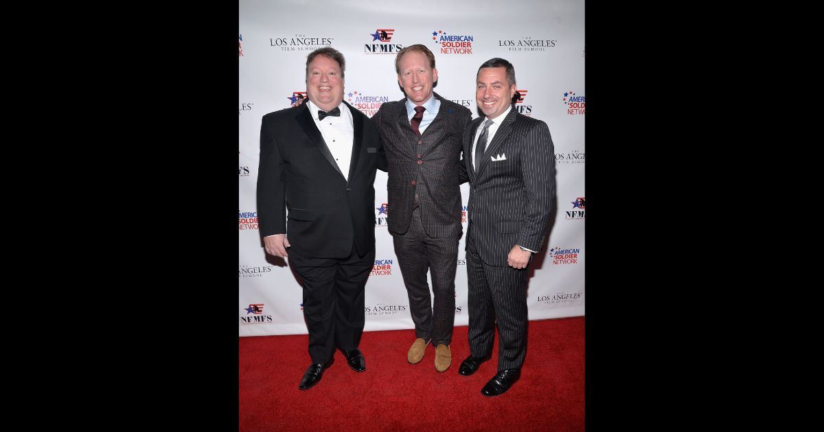 Retired Navy SEAL and Valor Award honoree Robert J. O'Neill (C) attends the Salute to Heroes Service Gala to benefit the National Foundation for Military Family Support at The Majestic Downtown on March 14, 2015 in Los Angeles, California.