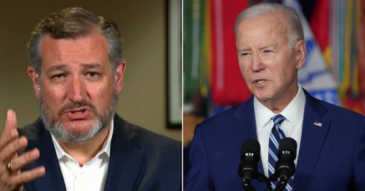 Texas Republican Sen. Ted Cruz, left; President Joe Biden, right.