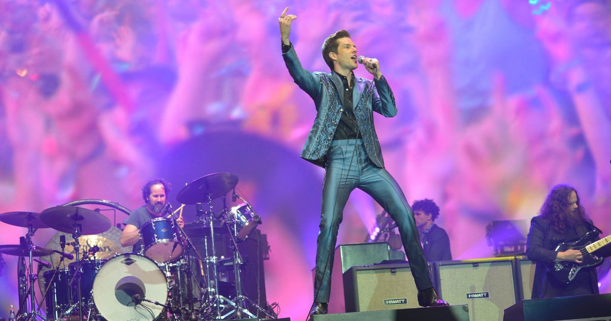 Brandon Flowers of The Killers performs live on the Pyramid stage during day four of Glastonbury Festival at Worthy Farm, Pilton on June 29, 2019, in Glastonbury, England. Flowers recently was forced to apologize after he brought a Russian drummer to the stage during a concert in the country of Georgia.