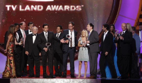 The cast of the long-running sitcom "The Office" are pictured in a file photo from the 2008 TV Land Awards in Santa Monica, California.