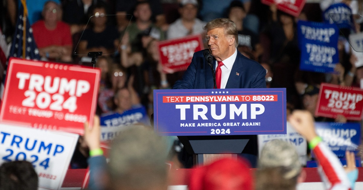 Former President Donald Trump, pictured speaking at a rally in Erie, Pennsylvania on July 29.