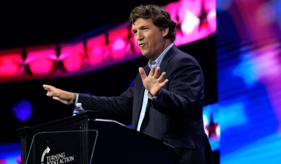 Tucker Carlson speaks at the Turning Point Action conference on July 15, in West Palm Beach, Florida.