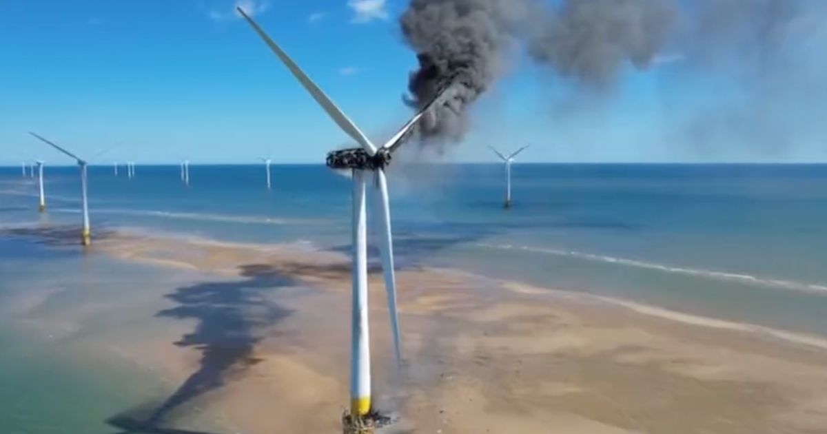 In a post from Tuesday, an X user shared a video of wind turbine in Scroby Sands in the United Kingdom that burst into flames.
