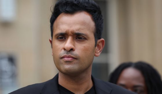 Republican presidential contender Vivek Ramaswamy is pictured in a file photo from a May 19 news conference outside a shuttered school in Chicago.