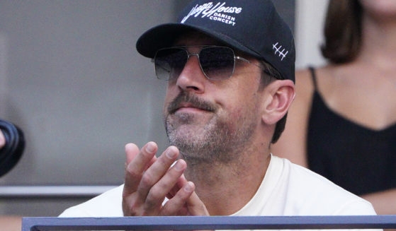 New York Jets quarterback Aaron Rodgers was spotted at the U.S. Open tennis championships Sunday in New York.