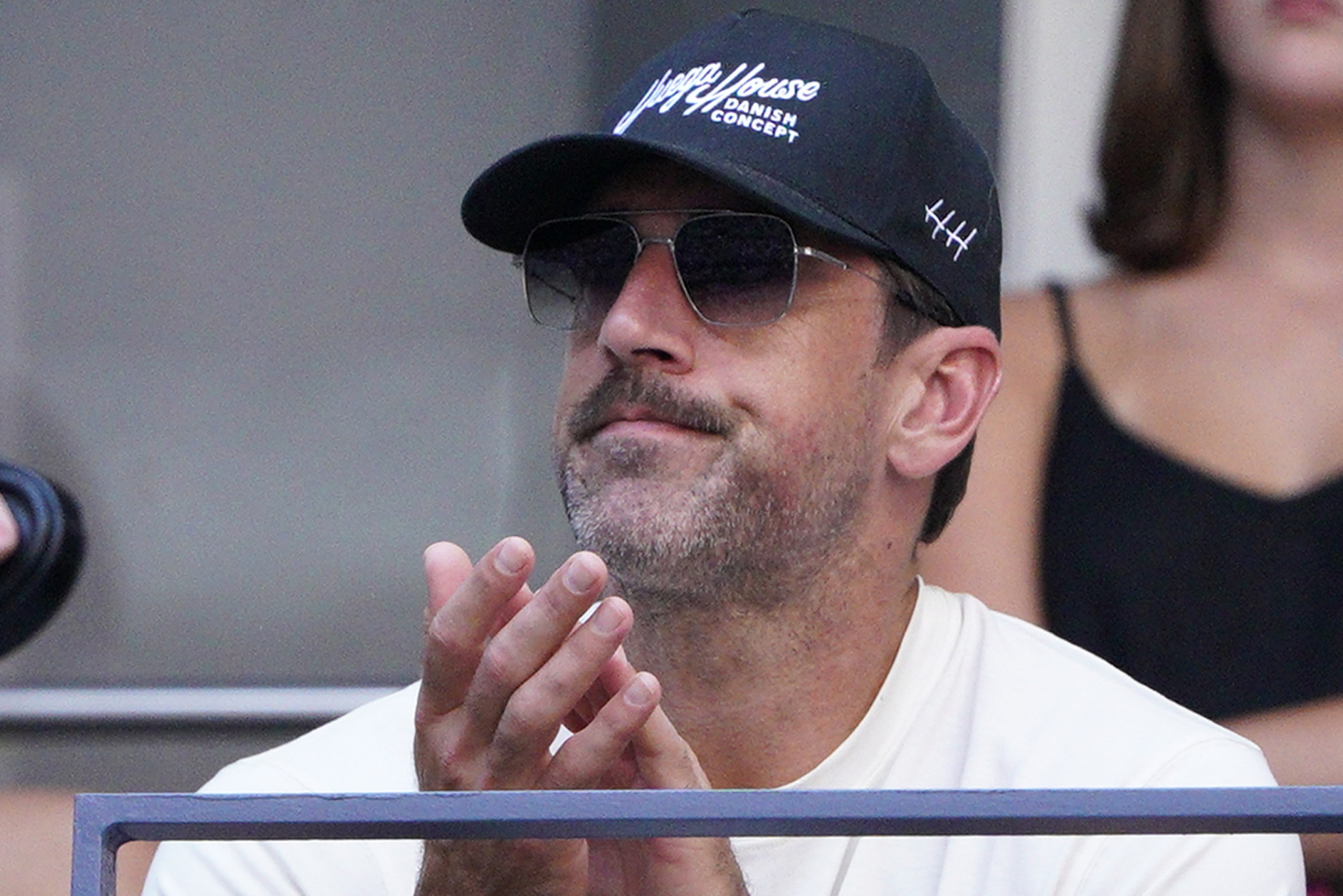 New York Jets quarterback Aaron Rodgers was spotted at the U.S. Open tennis championships Sunday in New York.