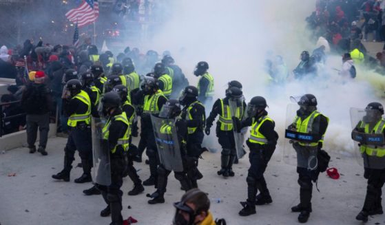 On Jan. 6, 2021, Capitol police use pepper spray and tear gas on demonstrators outside the U.S. Capitol in Washington, D.C.