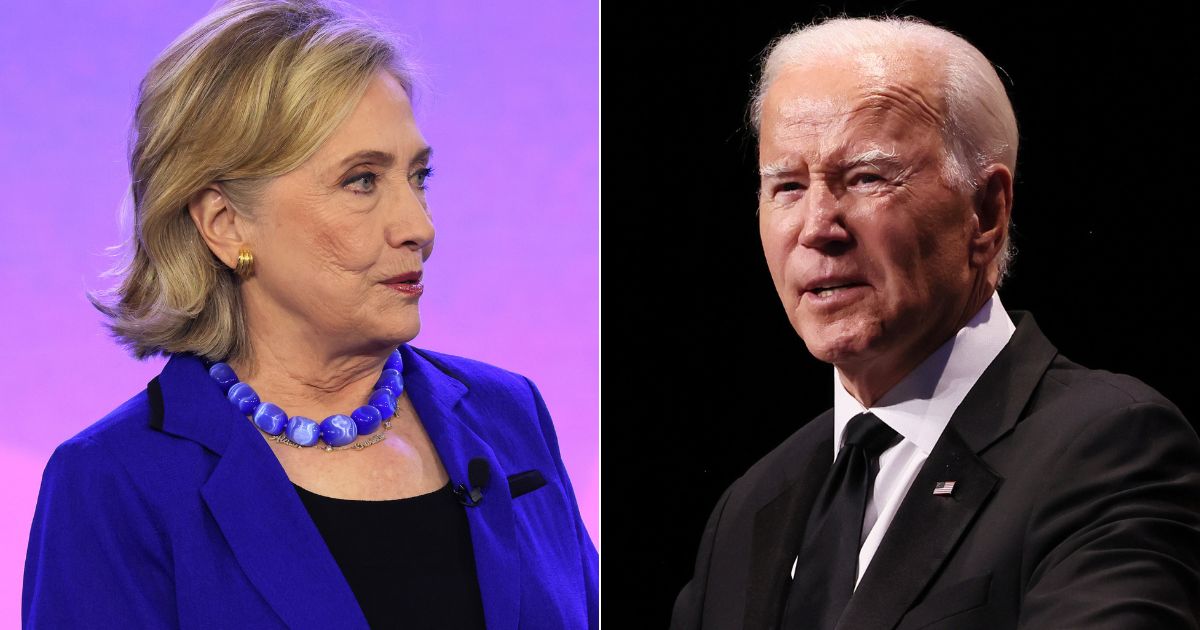 Hillary Clinton, left, reportedly visited President Joe Biden, right, at the White House recently and warned him to take the threat of a third party seriously going into the 2024 presidential election.