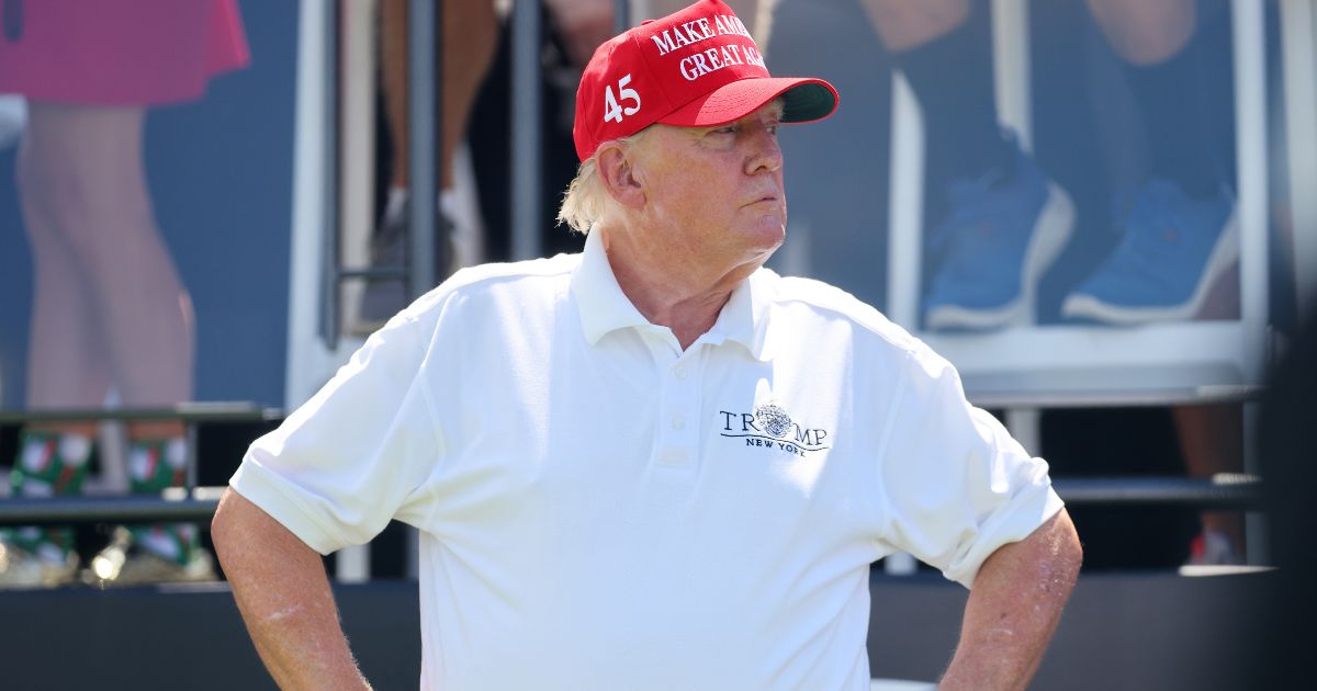 Former President Donald Trump looks on prior to the LIV Golf Invitational at Trump National Golf Club on Aug. 13 in Bedminster, New Jersey.