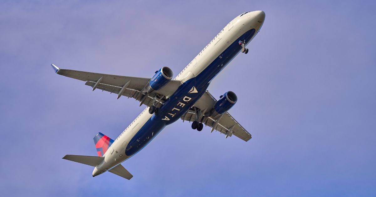 A stock photo shows a Delta Air Lines jet coming in for a landing at Hartsfield-Jackson Atlanta International Airport on Feb. 6, 2022.