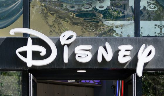 The Disney logo is displayed on the facade of the Disney Store on the Avenue des Champs-Elysees in Paris, France, on June 2.