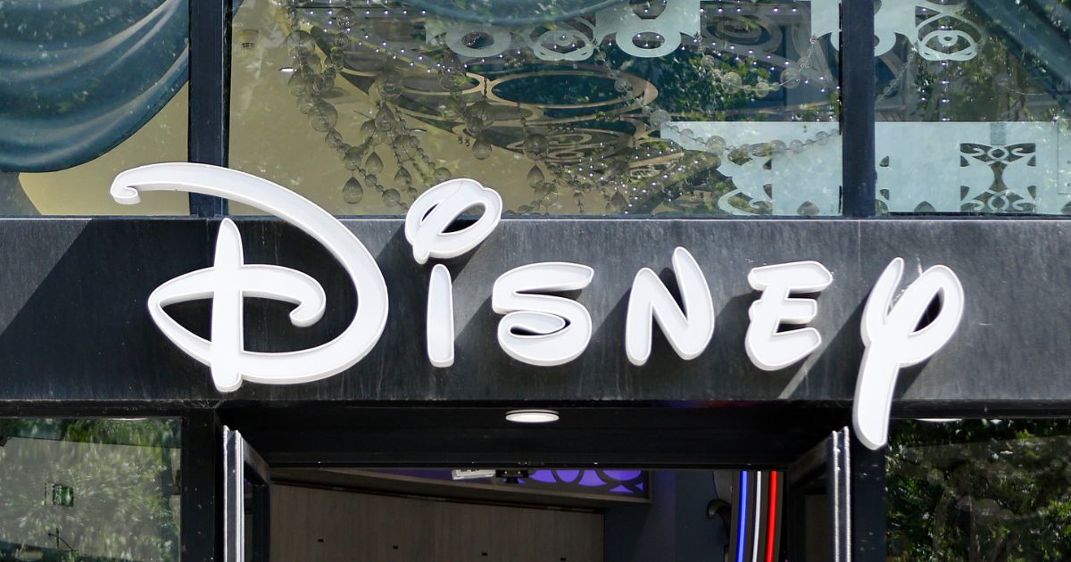 The Disney logo is displayed on the facade of the Disney Store on the Avenue des Champs-Elysees in Paris, France, on June 2.