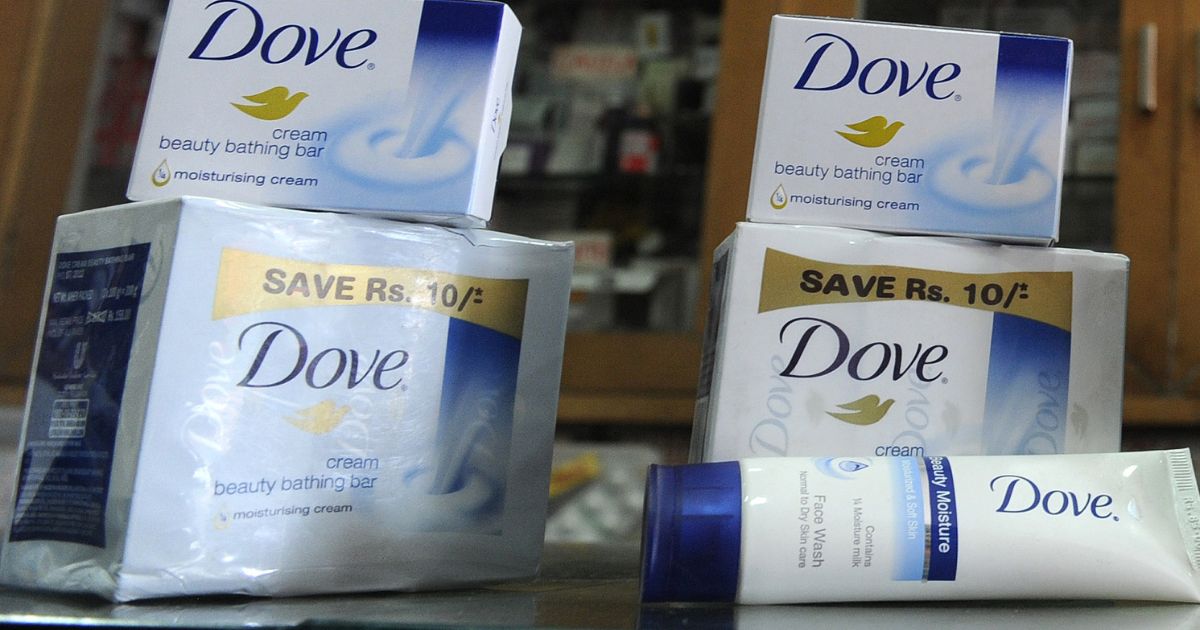 Dove soap products are displayed at a shop in New Delhi, India, on April 30, 2013.