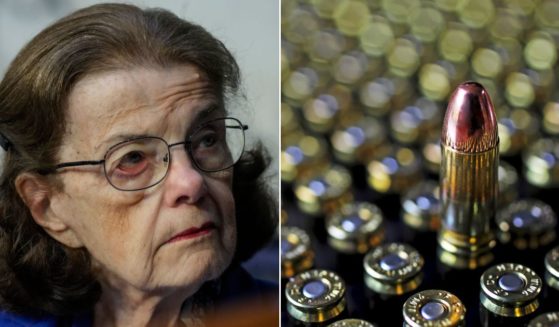 An ammunition company is getting some flak for offering free shipping to the Golden State in observance of the death of California Democrat Sen. Dianne Feinstein, seen in a May 11 photo.