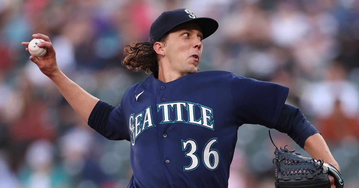 Logan Gilbert of the Seattle Mariners pitches against the Minnesota Twins at T-Mobile Park in Seattle on July 17.
