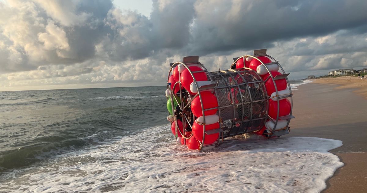 Reza "Ray" Baluchi's "hamster wheel" vessel is seen in Flagler Beach, Florida, in 2021.
