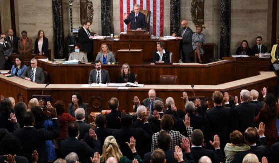 Speaker of the House Kevin McCarthy swears in the members of the 118th Congress at the Capitol in Washington on Jan. 7.