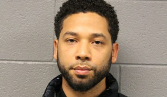 Jussie Smollett poses for a booking photo after turning himself into the Chicago Police Department on Feb. 21, 2019.