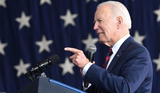 President Joe Biden speaks to service members, first responders, and their families at Joint Base Elmendorf-Richardson in Anchorage, Alaska, on Monday.