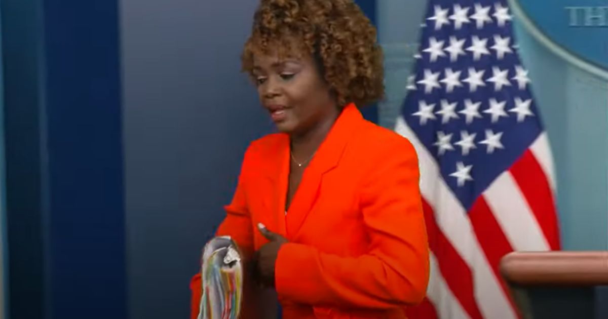White House press secretary Karine Jean-Pierre leaves the podium amid questions during her news conference Wednesday.
