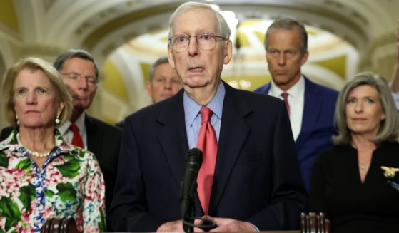 Senate Minority Leader Mitch McConnell speaks during a news conference at the U.S. Capitol on Wednesday in Washington, D.C.