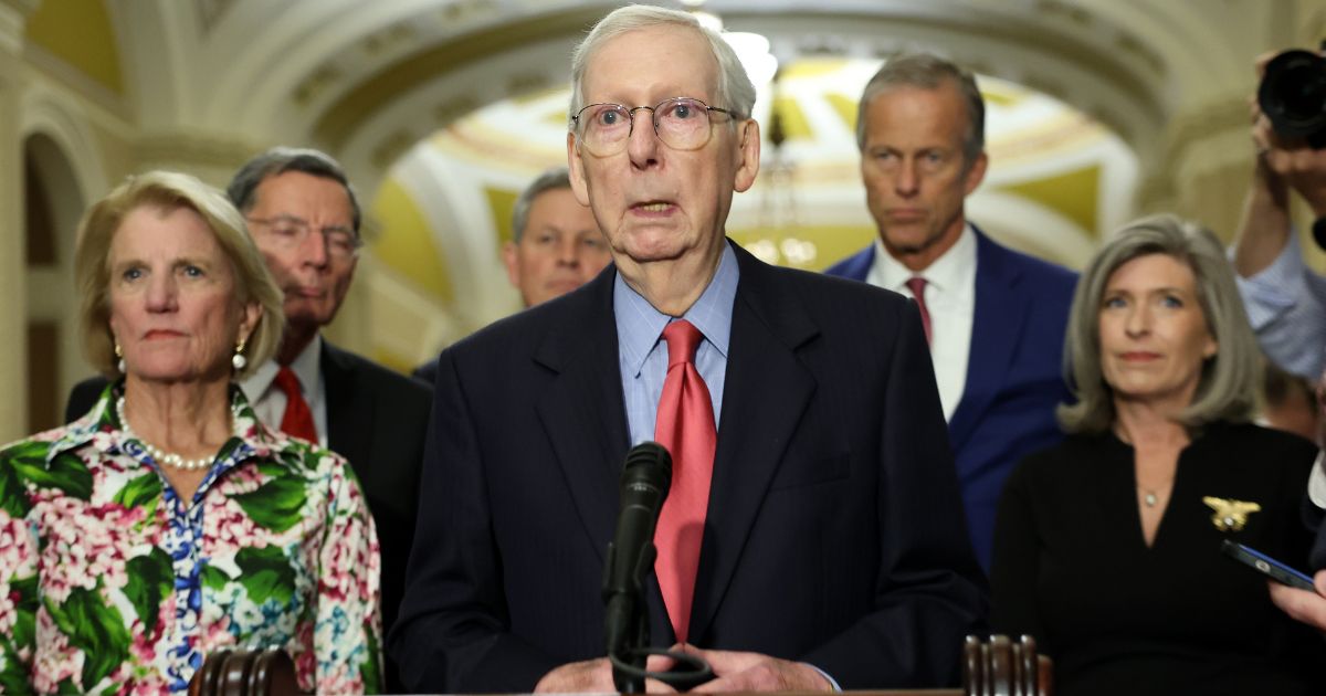 Senate Minority Leader Mitch McConnell speaks during a news conference at the U.S. Capitol on Wednesday in Washington, D.C.
