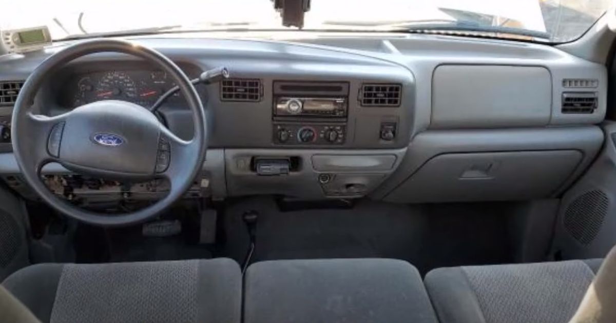 The interior of the Culver family's 2002 Ford F-350.