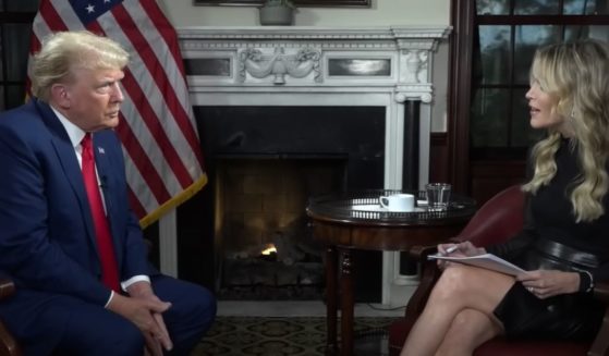 Former President Donald Trump, left, speaks to host Megyn Kelly.