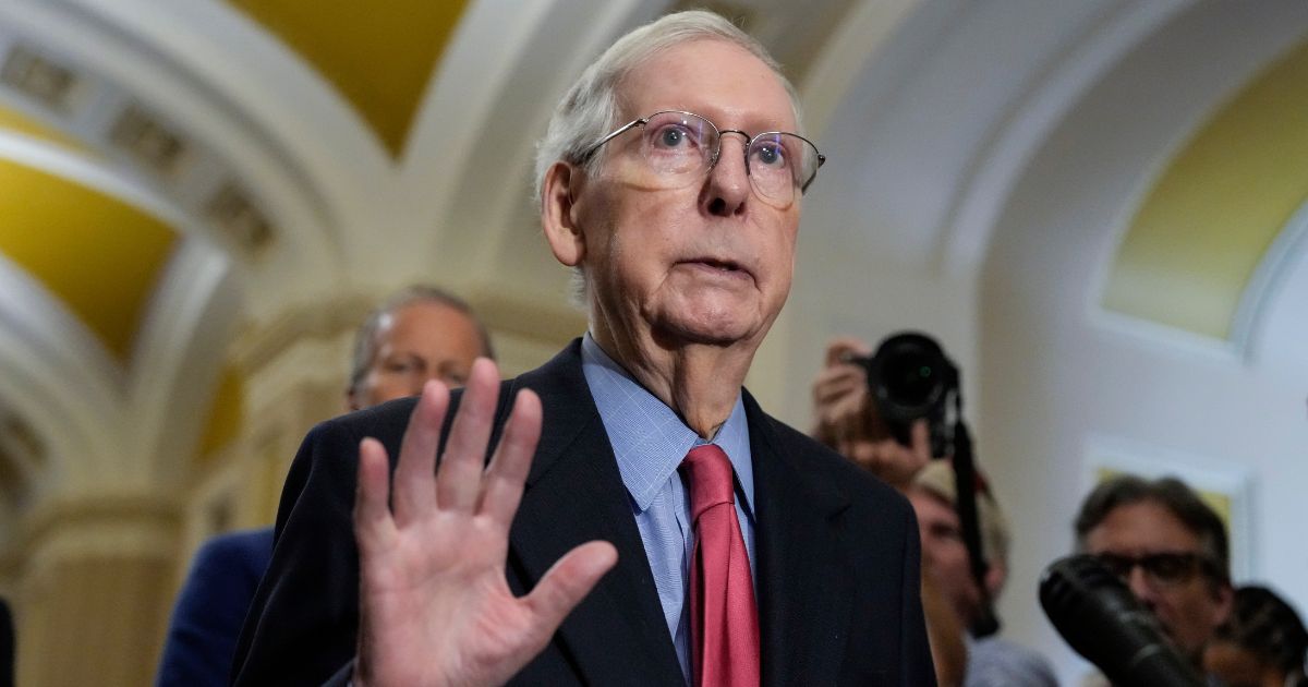 Senate Minority Leader Mitch McConnell speaks during a news conference following a closed-door lunch meeting with fellow Senate Republicans at the U.S. Capitol on Wednesday. "I'm going to finish my term as leader," McConnell said at the news conference.