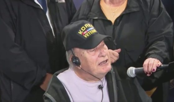 Korean War veteran Frank Tammaro, 95, speaks at a news conference Monday about being removed from his assisted-living facility in New York City so that illegal immigrants could be housed there. "It was very disgraceful what they did to the people in Island Shores," Tammaro said.