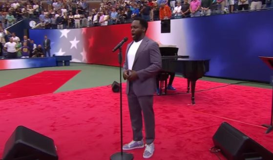 Will Liverman sings before the U.S. Open men's final on Sunday in New York.