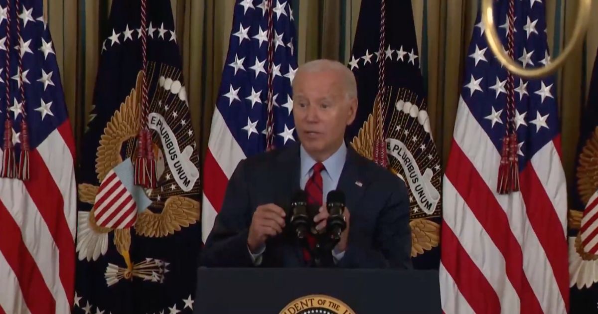 President Joe Biden gives remarks Wednesday during a press briefing at The White House.