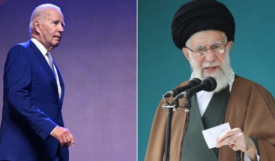 President Joe Biden, left; Iranian supreme leader Ali Hosseini Khameini, right.