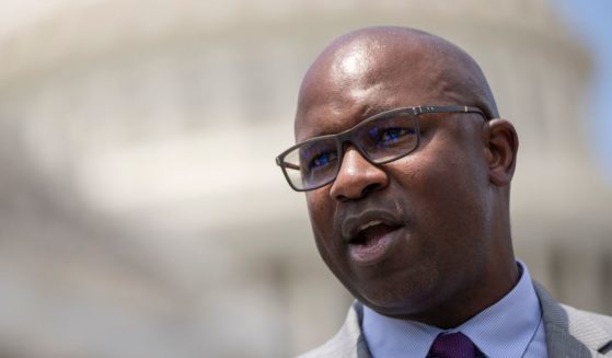 Rep. Jamaal Bowman (D-NY) speaks during a news conference announcing a resolution to condemn replacement theory outside the U.S. Capitol June 8, 2022 in Washington, DC.