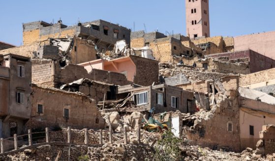 Damaged or destroyed houses are seen following an earthquake in Moulay Brahim, Morocco, on Saturday.