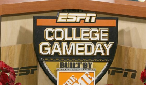 A detail view of the "College GameDay" set prior to the 2009 Rose Bowl.