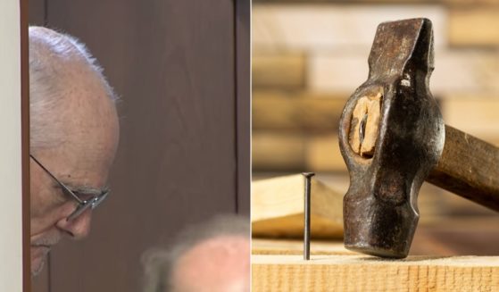 John Michael Irmer, left; a stock photo of a hammer, right.