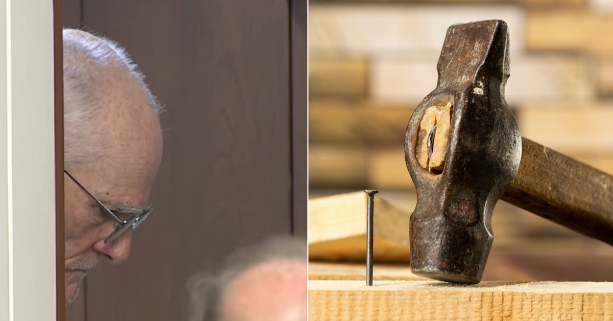John Michael Irmer, left; a stock photo of a hammer, right.