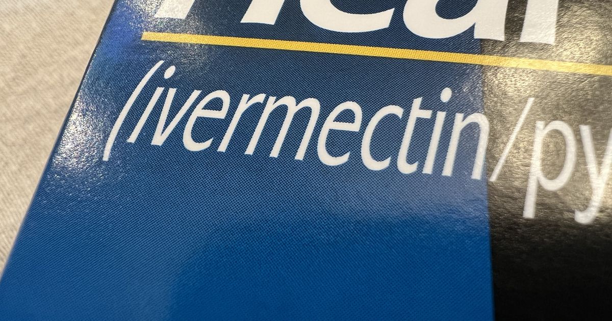 Close-up of text reading Ivermectin on a veterinary medication, Lafayette, California, January 29, 2022. Photo courtesy Sftm.