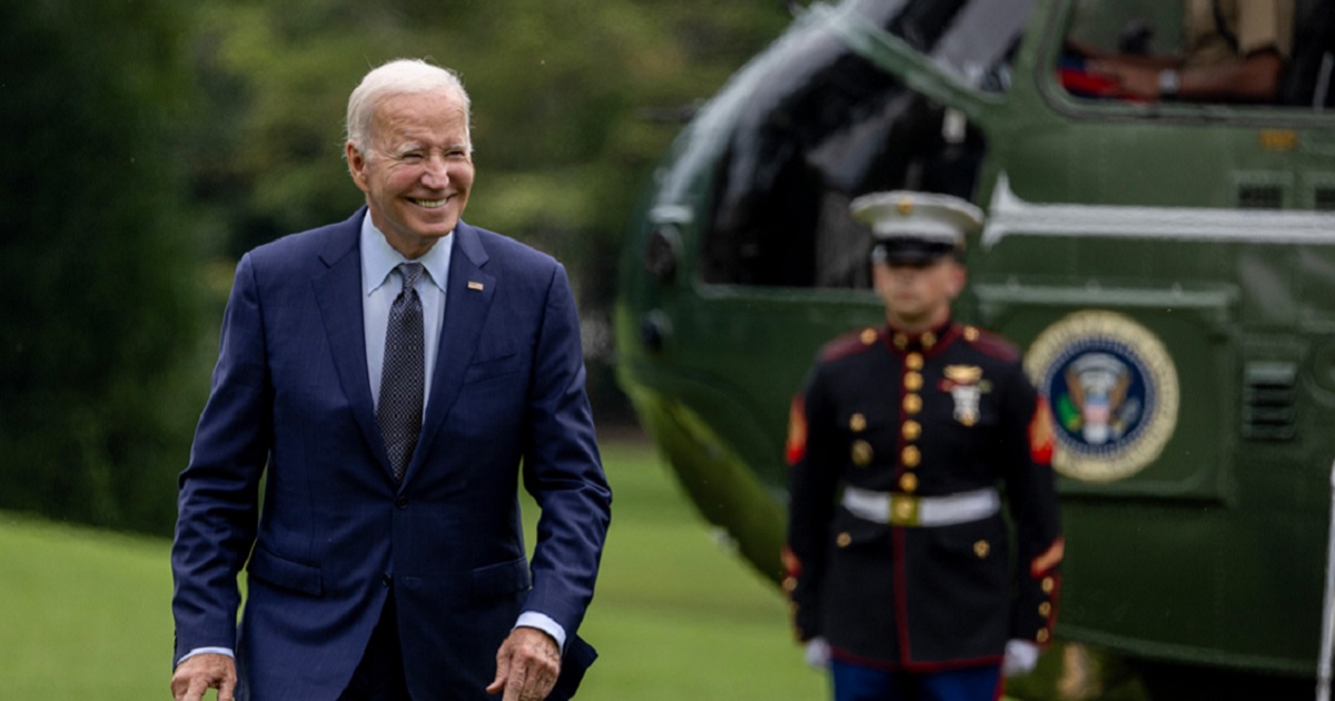 President Joe Biden is all smiles Sunday on the south lawn of the White House after a weekend spent in Delaware.