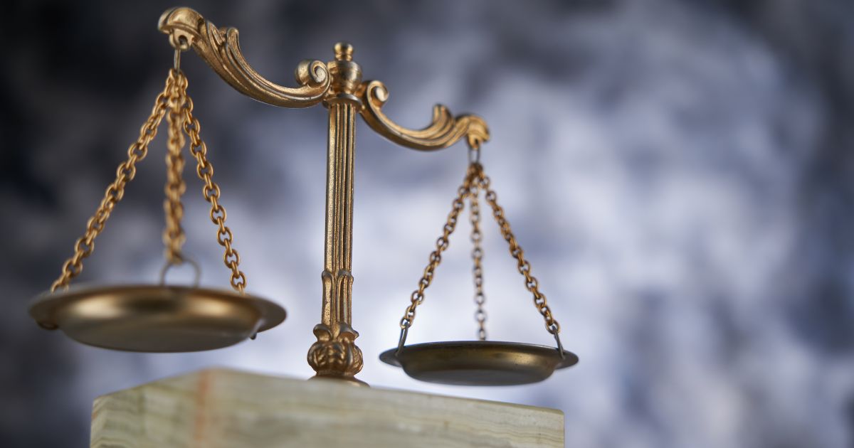 The above stock image is of justice scales.